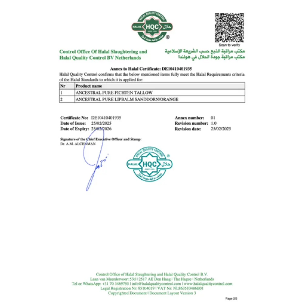 Tallow.Helal.Zertifikat