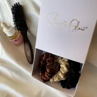 Trio d'élastiques cheveux en soie upcyclée haut de gamme - Chocolat, vanille & cannelle Trio d'élastiques cheveux en soie upcyclée haut de gamme - Chocolat, vanille & cannelle