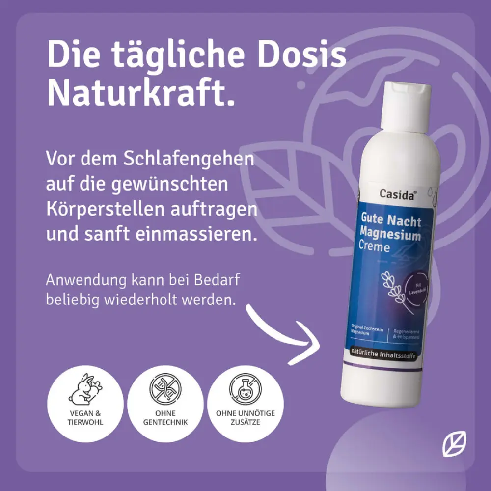 CasidaGuteNachtMagnesiumCremeLotion200mlPZNDE18820956EAN4260518461335LavendelLavendulaangustifoliaZechstein3