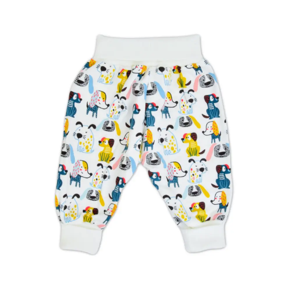 Krabbelhose-weiss-hunde-mit-umschlagbund-hinten