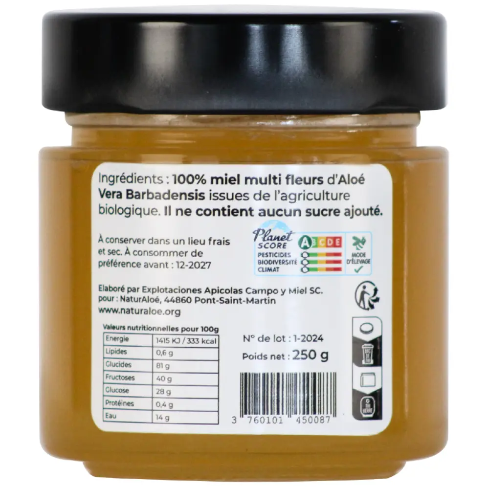 MIELB - Miel multi fleurs d'Aloé Vera - 800x800 Dos