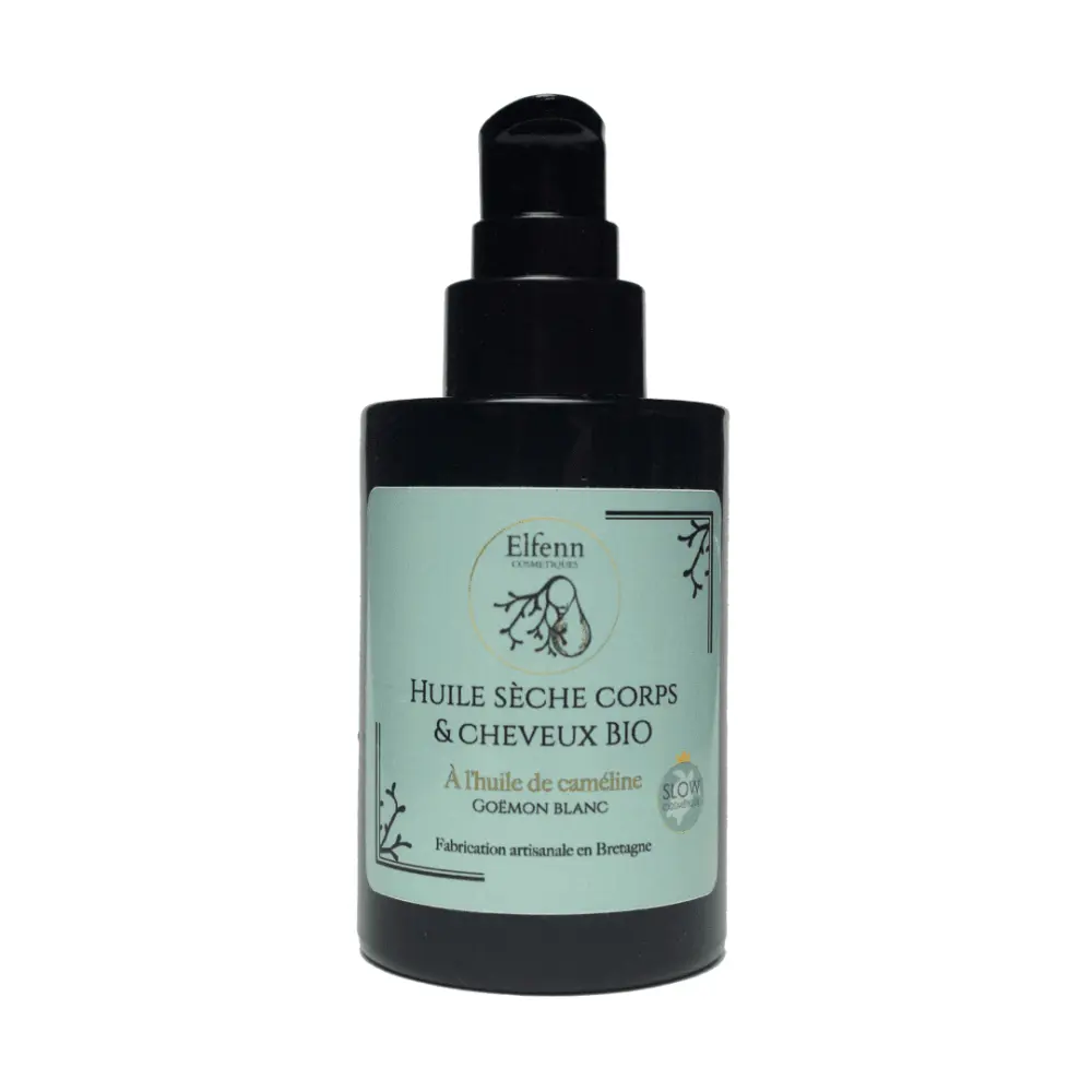 Huile corps et cheveux fond blanc