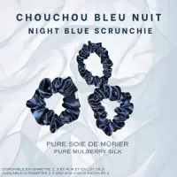 Chouchou en soie de mûrier bleu nuit Chouchou en soie de mûrier bleu nuit