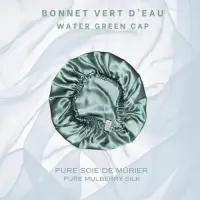 Bonnet de nuit en soie de mûrier vert d'eau Bonnet de nuit en soie de mûrier vert d'eau