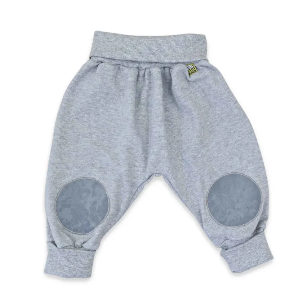 Pumphose-mit-Umschlagbund-in-grau-meliert-mitwachsend