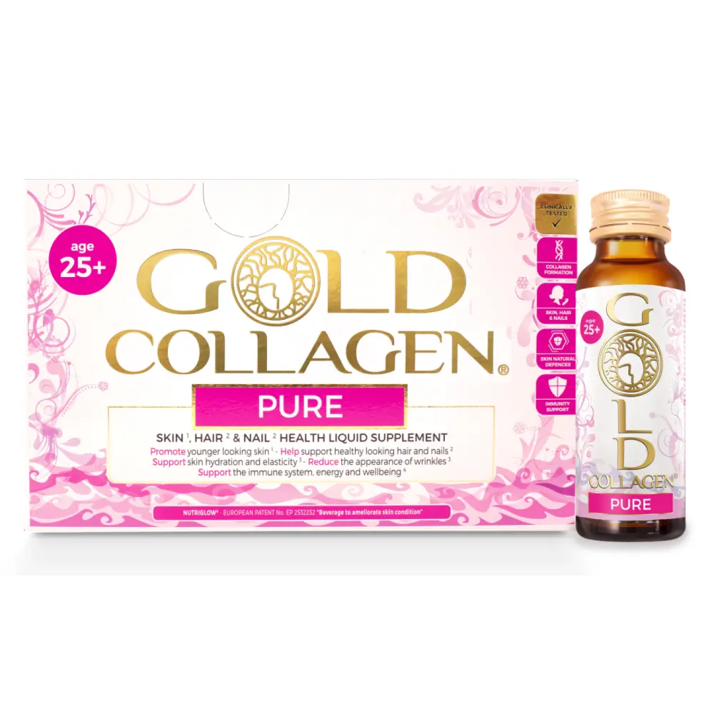Gold Collagen Pure - New Box and Bottle Right - White background