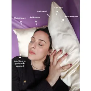 Taie d'oreiller en soie upcyclée fermeture zip - 50x70cm - Chocolat noir - Chocolat Noir