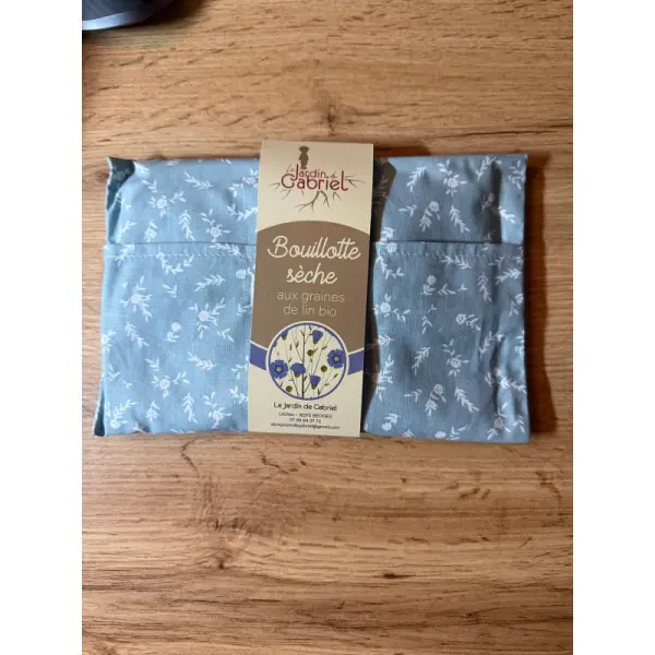 Bouillotte sèche aux graines de lin BIO - Motif overt d'eau - Grand format