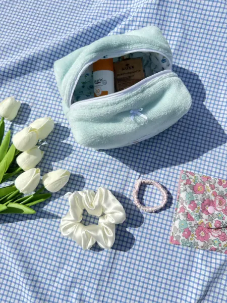 Trousse de toilette en éponge de bambou  - Blanc