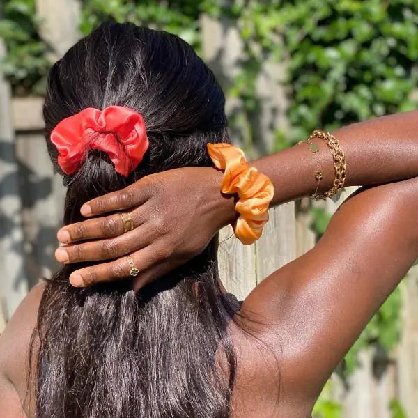 Chouchou 100% soie de mûrier rouge  - pièces, Rouge