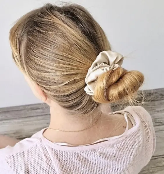 Chouchou en soie naturelle beige  - unités, Beige