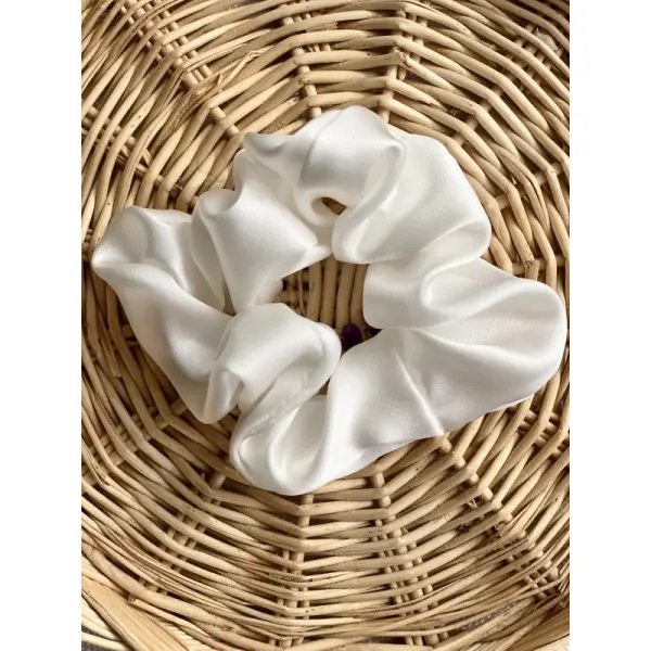 Chouchou 100% soie de mûrier. - pièces, M, Blanc