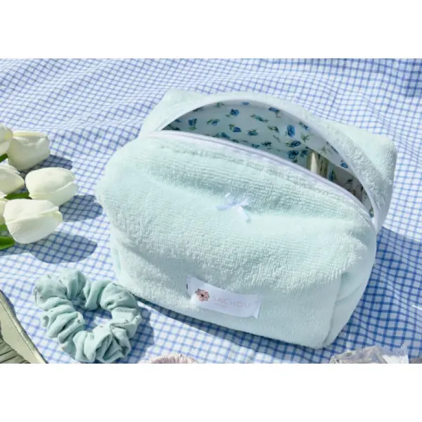 Trousse de toilette en éponge de bambou - pièces, Vert d'eau