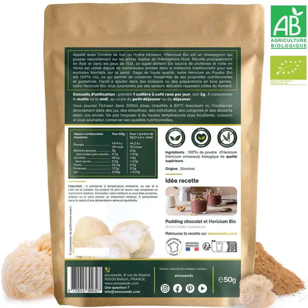Hericium en Poudre Bio - 50 g — Amoseeds