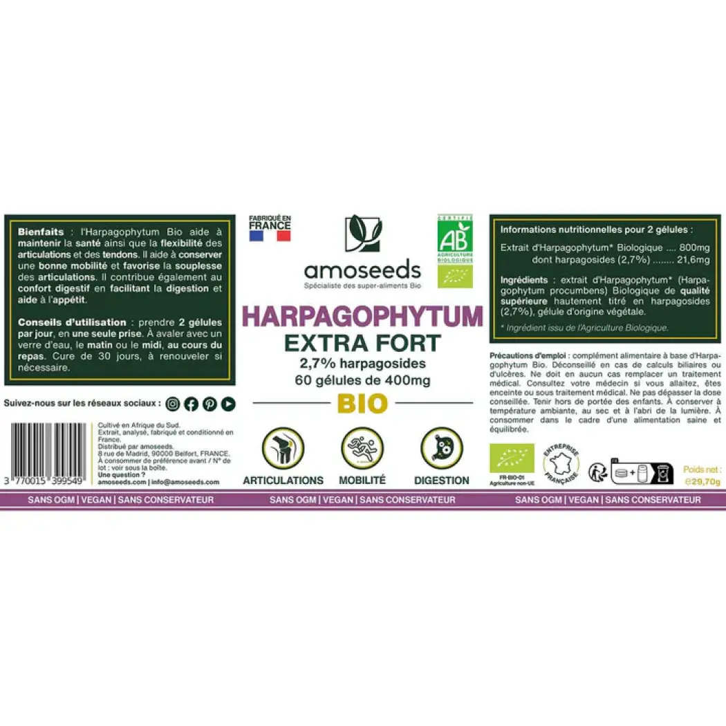 Harpagophytum Bio Extra Fort - 2,7% Harpagosides — Amoseeds