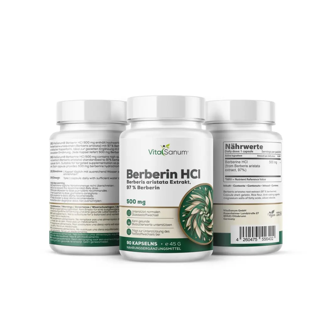 VitaSanum® - Berberin HCL (Hydrochlorid) 500 mg 90 Kapseln — VitaSanum