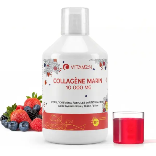 Collagène Marin Liquide 10 g, saveur Fruits rouges