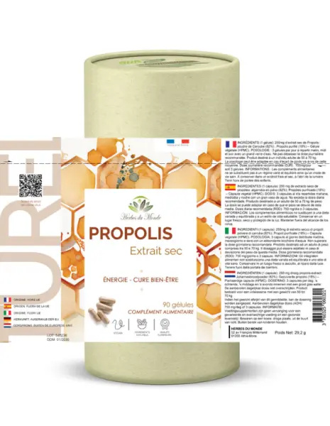 Propolis Extrait Sec – 90 Gélules Végétales 