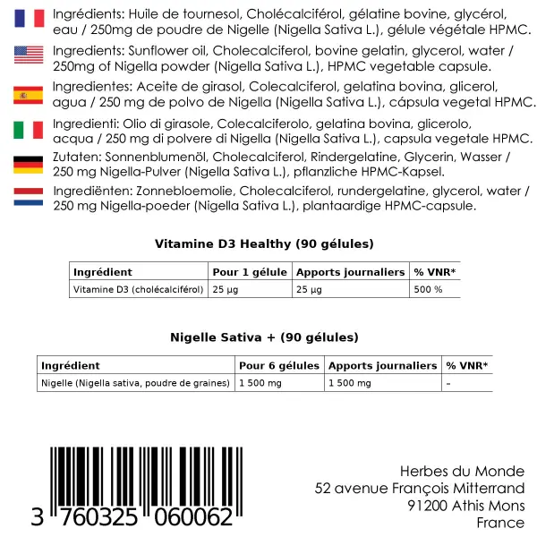 DUO Immunité – Vitamine D3 & Nigelle