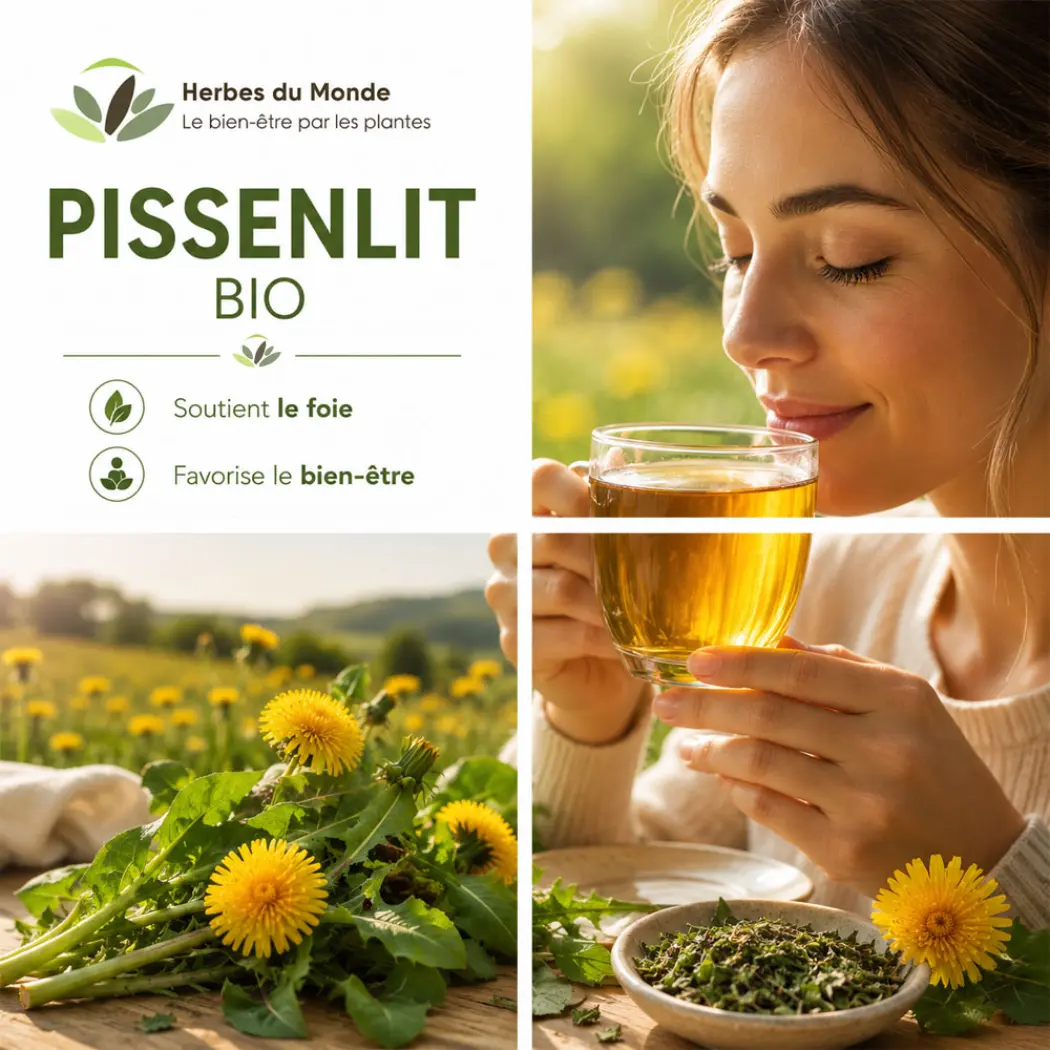 Tisane de Pissenlit BIO - Feuille coupée - Infusion Organic - Aide au bon fonctionnement de la Digestion et du Système Immunitaire - Antioxydant - 1 sachet de 40g Certifiée AB - Herbes du Monde — Herbes du Monde