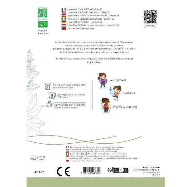 Pissenlit BIO Feuilles Coupées 40 g