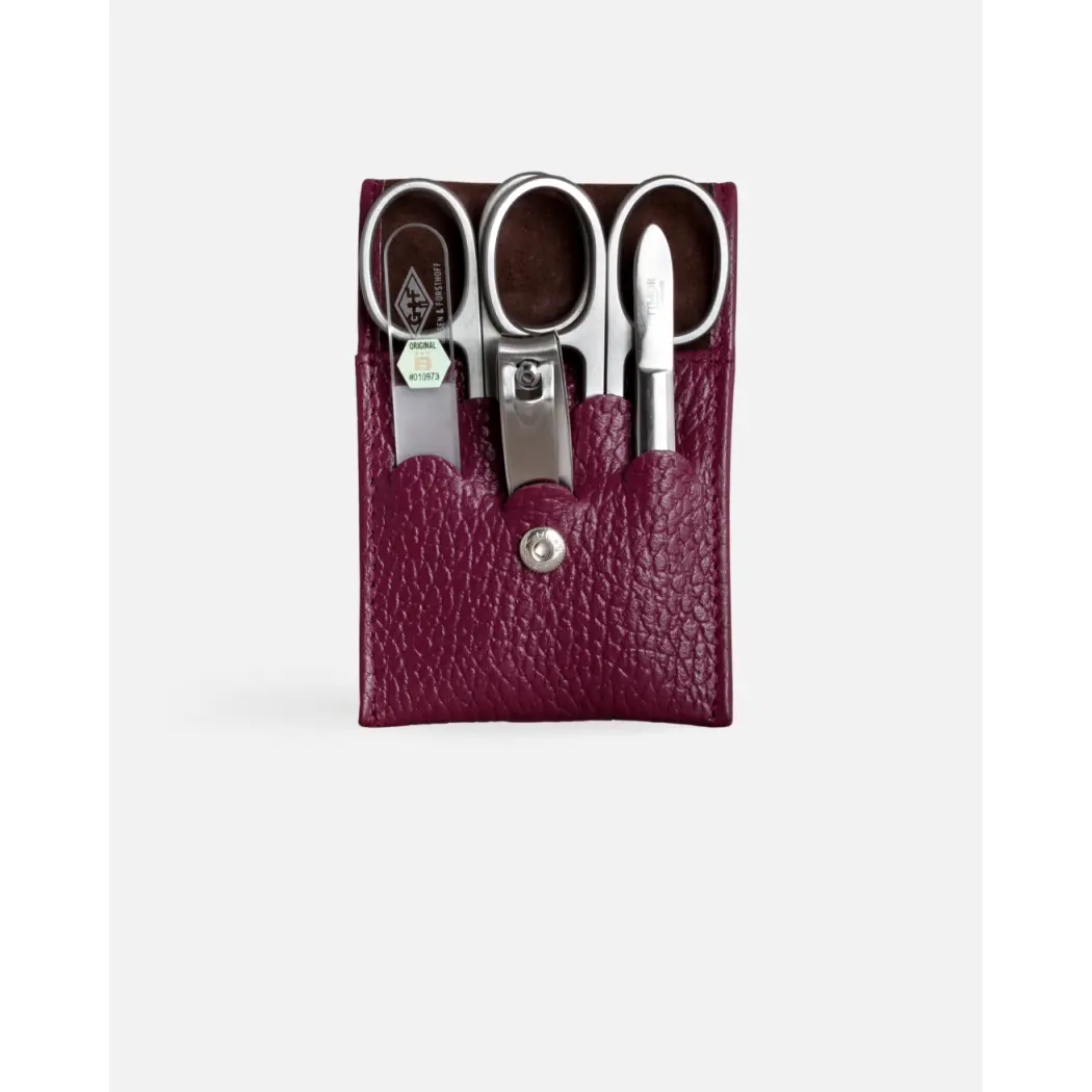 Set manucure 5 pièces bordeaux - lime à ongles en verre — Giesen & Forsthoff Solingen