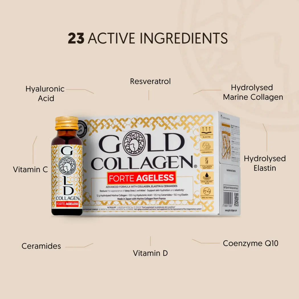 Gold Collagen Forte Ageless - 12.000 mg Collagène, Acide Hyaluronic, Céramides et Elastine — Gold Collagen