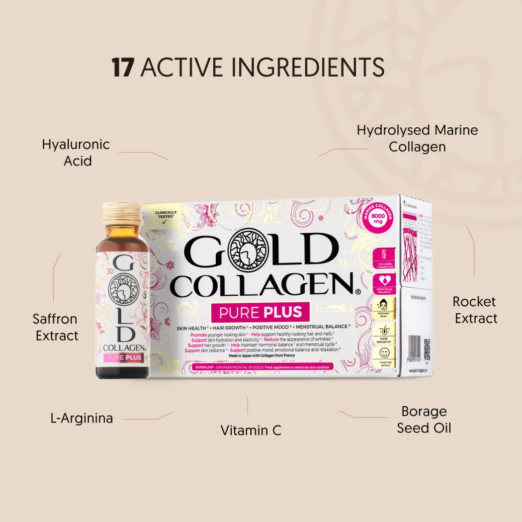 Gold Collagen Pure Plus - 8.000 mg Collagène, Acide Hyaluronic, Vitamine C - 17 ingrédients actifs — Gold Collagen