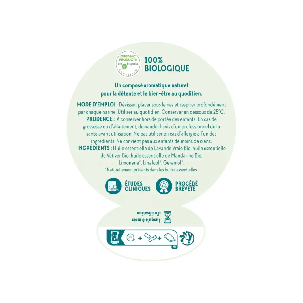 Aromastick Stick Inhaleur Relax 100% Bio - Huiles Essentielles Anti-Stress pour Détente, Relaxation et Sommeil Réparateur — BioDiff