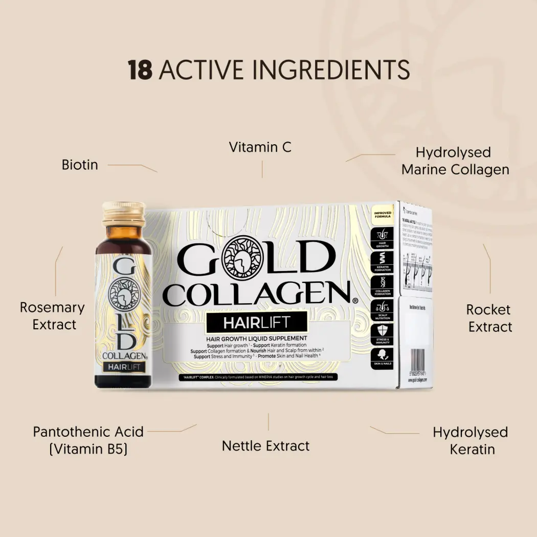 Gold Collagen Hairlift - Collagène, Kératine, Biotine - 18 ingrédients actifs — Gold Collagen