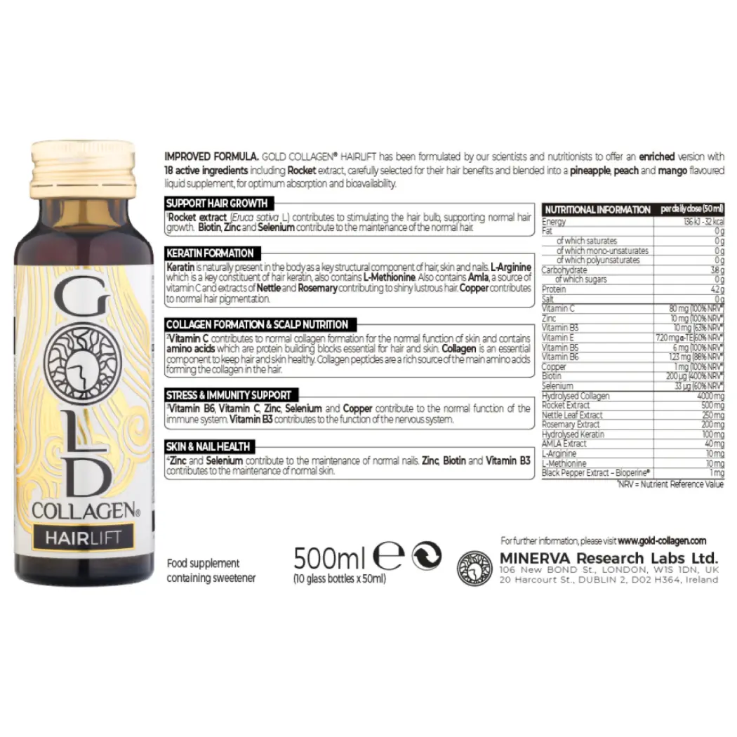 Gold Collagen Hairlift - Collagène, Kératine, Biotine - 18 ingrédients actifs — Gold Collagen