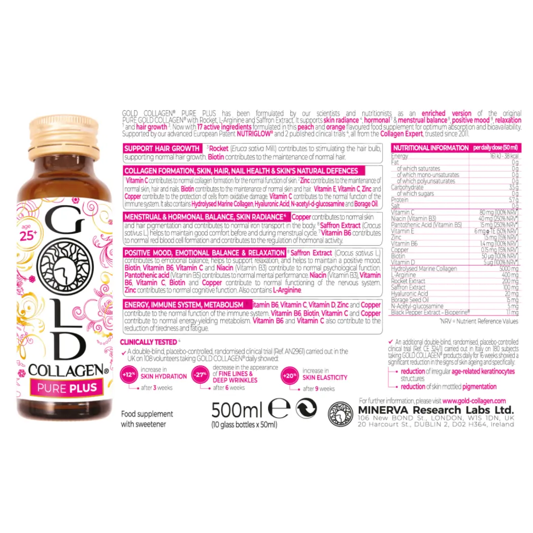 Gold Collagen Pure - 5.000 mg Collagène, Acide Hyaluronic, Vitamine C - 11 ingrédients actifs — Gold Collagen
