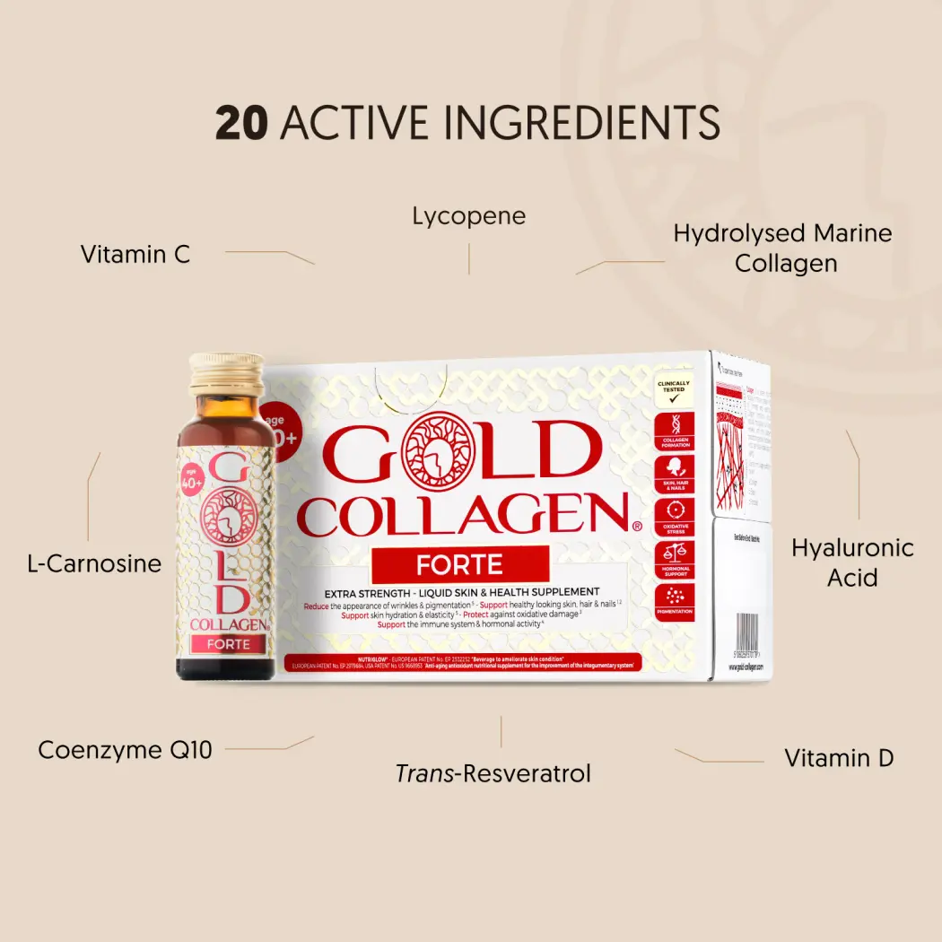 Gold Collagen Forte - 5.000 mg Collagène, Acide Hyaluronic, Vitamine C - 20 ingrédients actifs - Notre bestseller — Gold Collagen