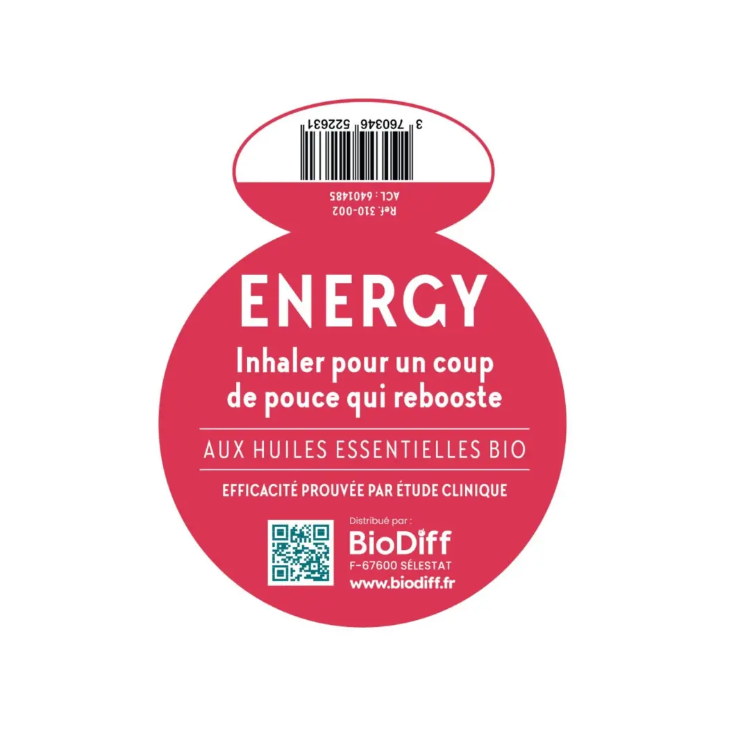 Aromastick Stick Inhaleur Energy 100% Bio - Huiles Essentielles Coup de Boost pour Concentration et Performance — BioDiff