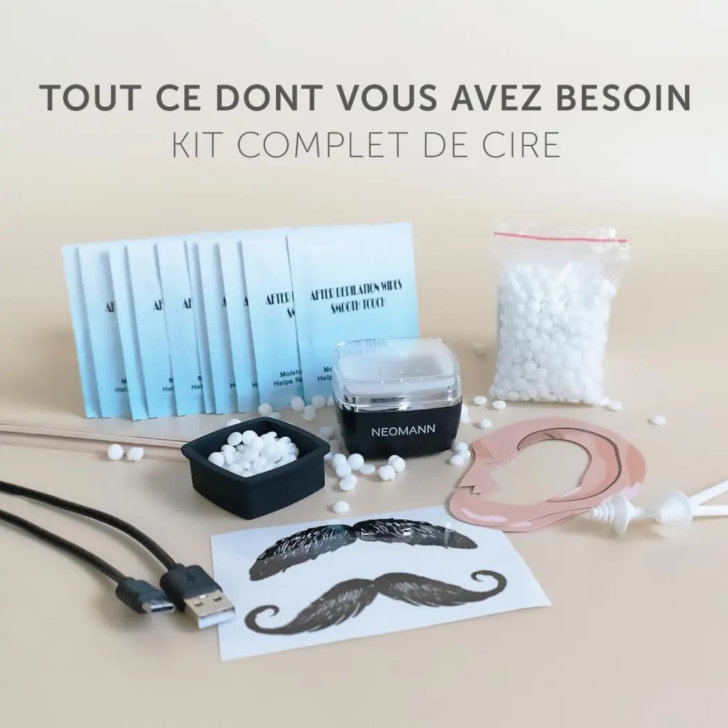 NEOMANN Waxer Mini épilation nasale à la cire - Sans douleur - Chauffe-cire USB-C - Perles de cire de 100 g - Applicateurs, capuchons de protection et sac — NEOMANN