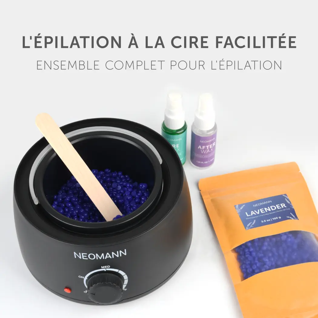 NEOMANN Coffret Waxer II LAV - Kit d'Épilation Complet (Chauffe-Cire, 400g Cire Lavande & Soins Pré/Post) — NEOMANN