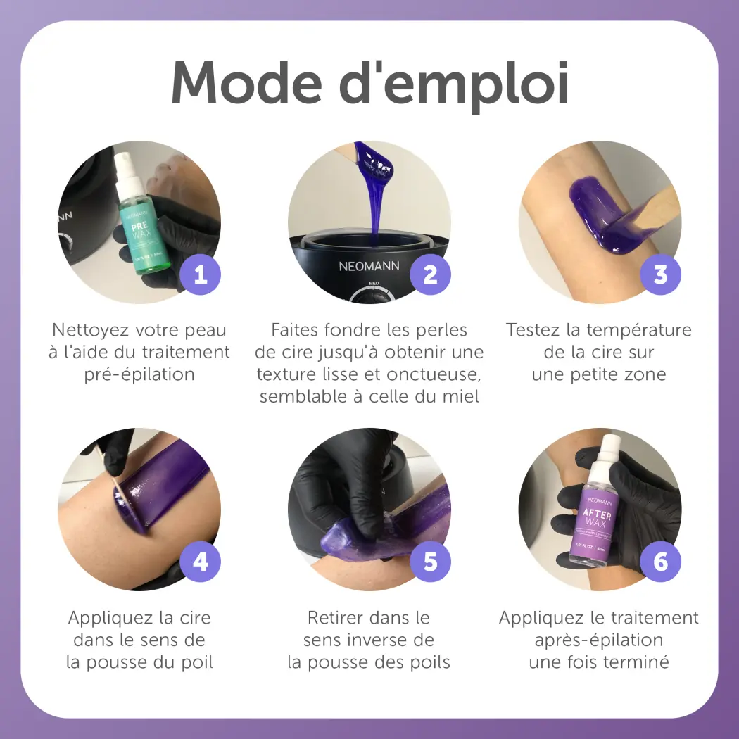 NEOMANN Coffret Waxer II LAV - Kit d'Épilation Complet (Chauffe-Cire, 400g Cire Lavande & Soins Pré/Post) — NEOMANN