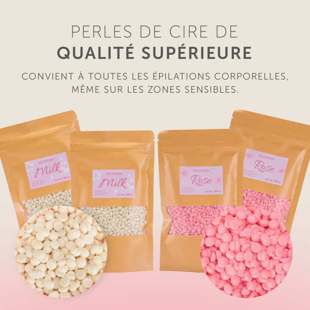 NEOMANN Waxer I SAKURA – Waxer I avec écran LCD, port en silicone, 2 perles de cire rose et 2 perles de cire au lait, 10 grands et 10 petits bâtonnets en bois, design SAKURA rose — NEOMANN