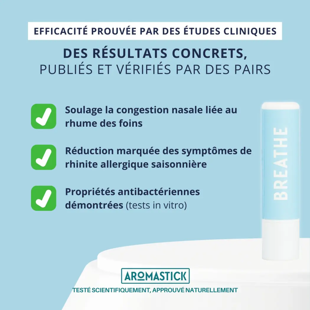 Aromastick Stick Inhaleur Breathe 100% Bio - Huiles Essentielles pour Libérer les Voies Respiratoires et Rhinites Allergiques — BioDiff