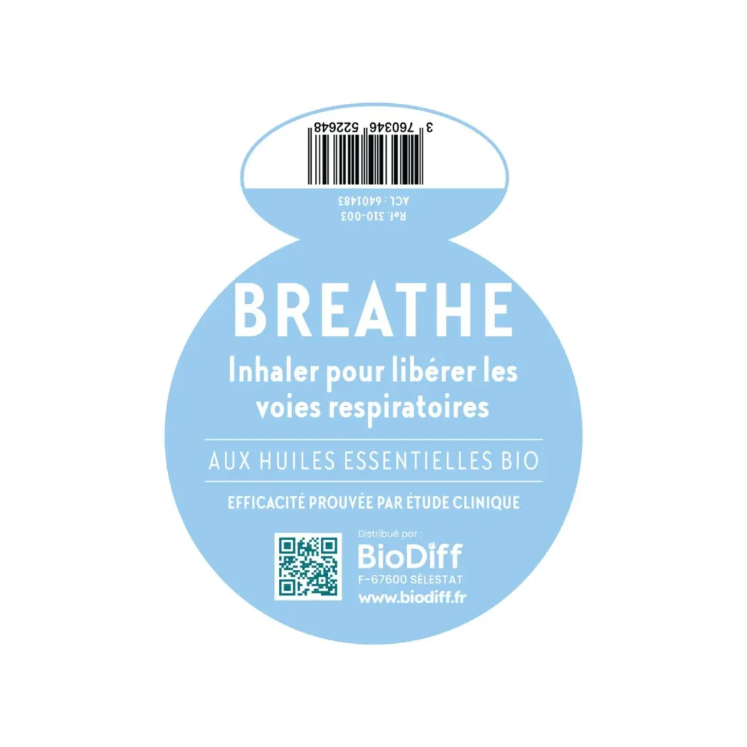 Aromastick Stick Inhaleur Breathe 100% Bio - Huiles Essentielles pour Libérer les Voies Respiratoires et Rhinites Allergiques — BioDiff