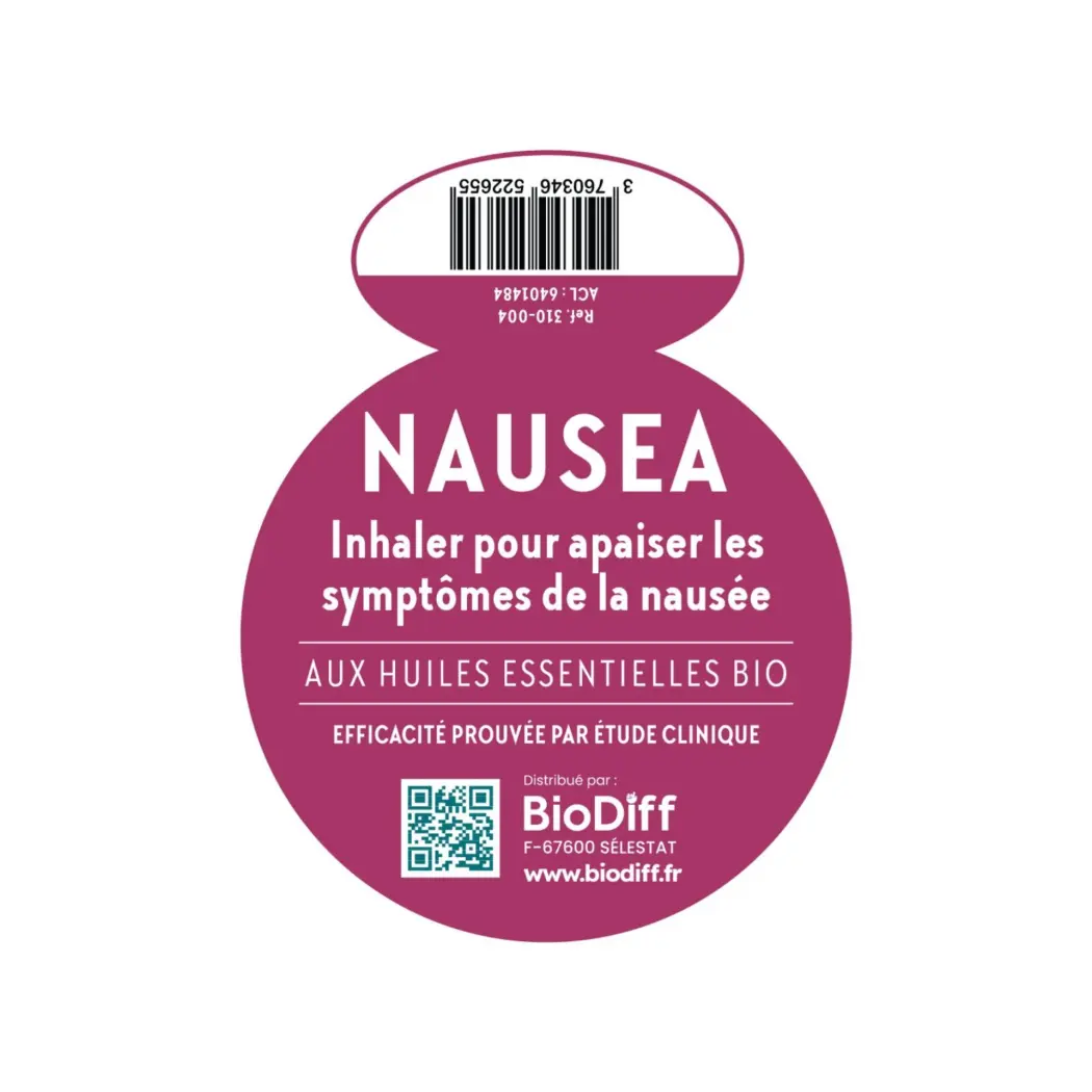 Aromastick Stick Inhaleur Nausea 100% Bio - Huiles Essentielles Anti-Nausées Voyage, Mal des Transports et Mal du Matin — BioDiff