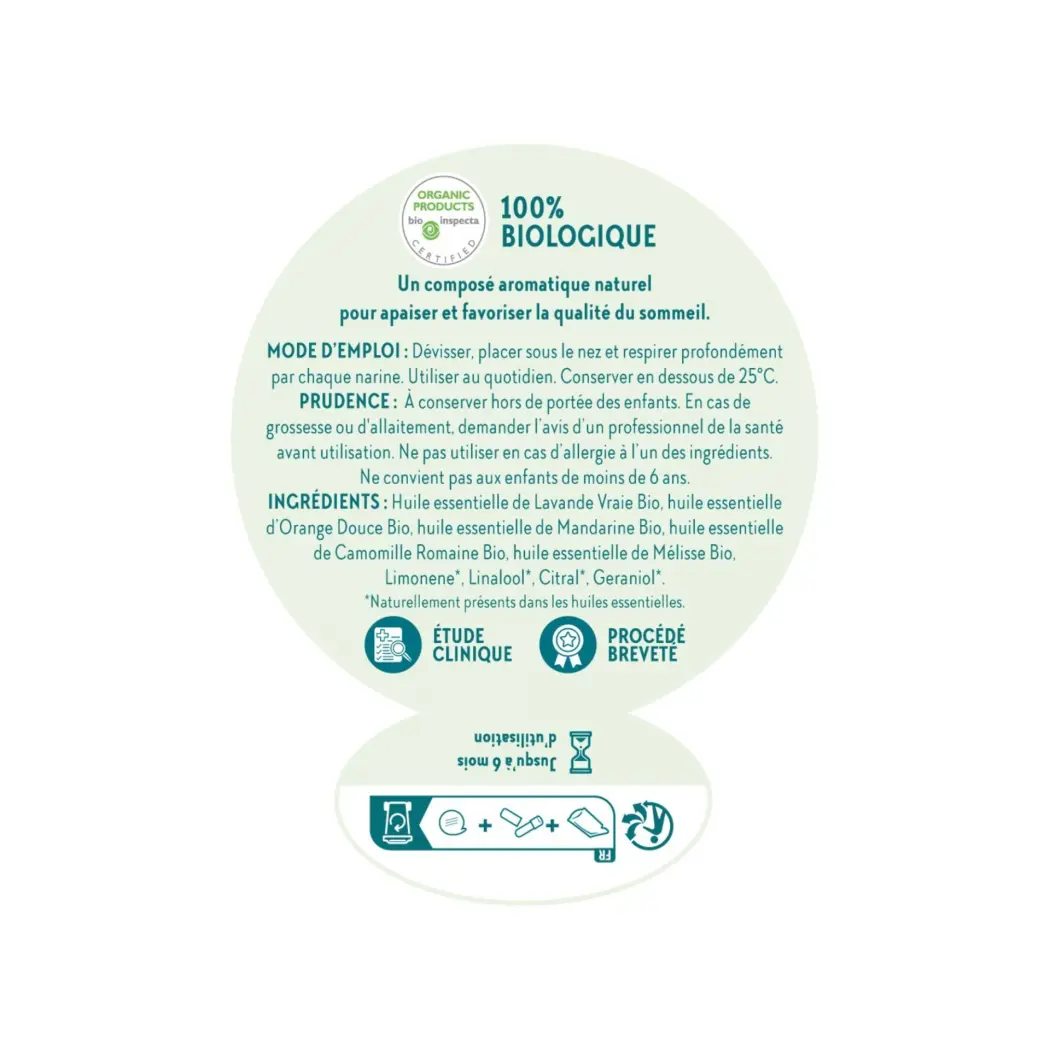 Aromastick Stick Inhaleur Sleep 100% Bio - Huiles Essentielles pour Favoriser l'Endormissement et Qualité du Sommeil — BioDiff