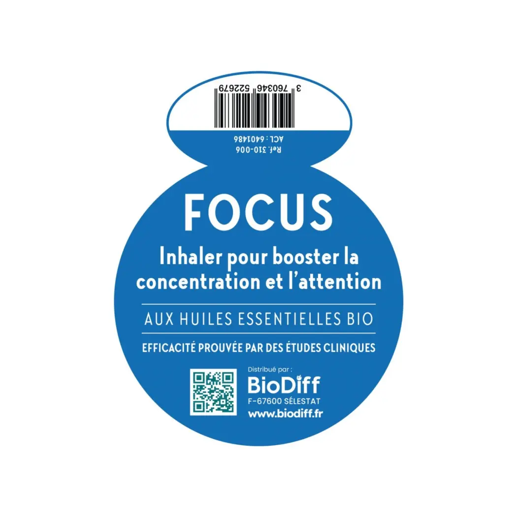 Aromastick Stick Inhaleur Focus 100% Bio - Huiles Essentielles pour Concentration et Attention — BioDiff