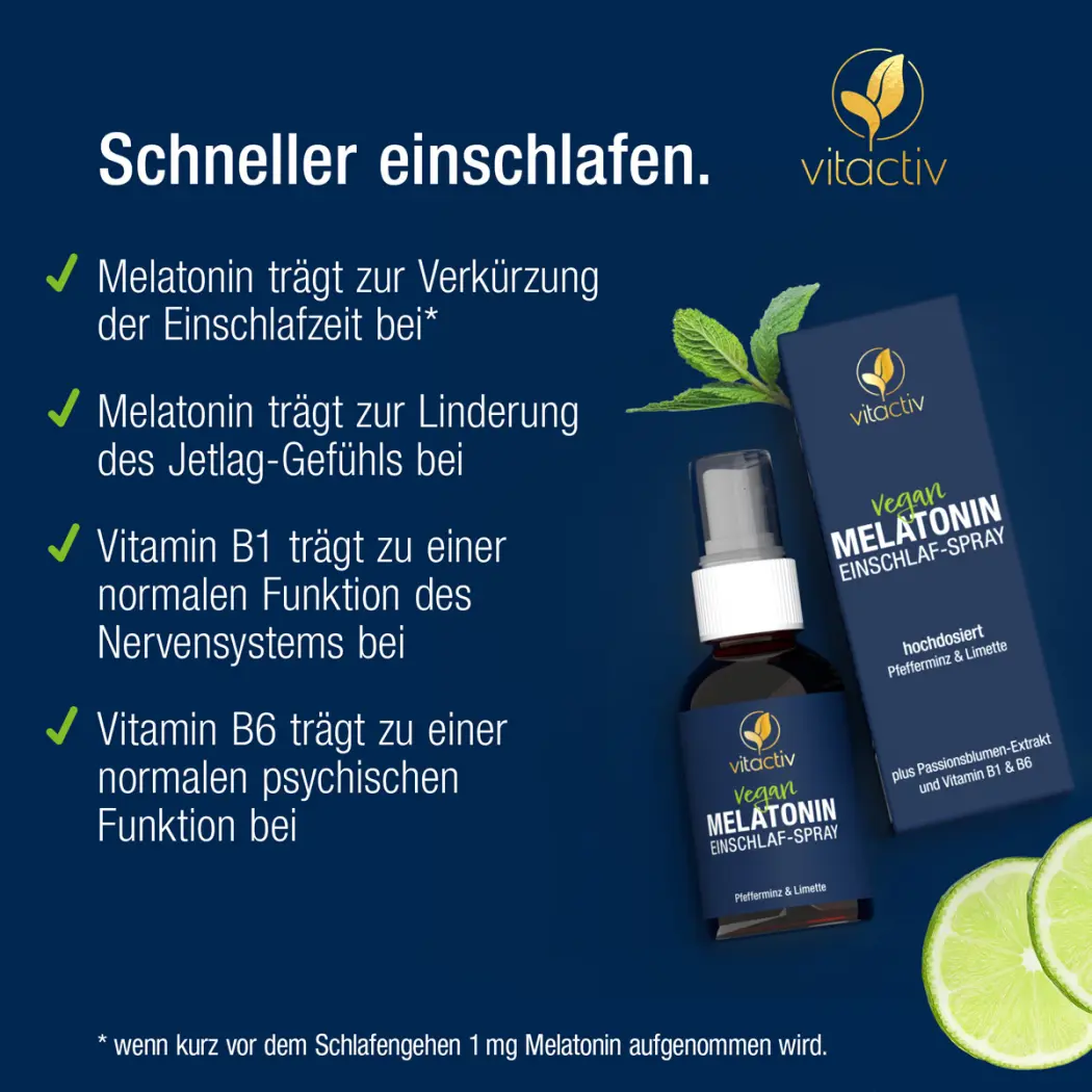Vitactiv Melatonin Einschlaf-Spray - Pfefferminz & Limette - 50 ml — Green Future E-Commerce GmbH