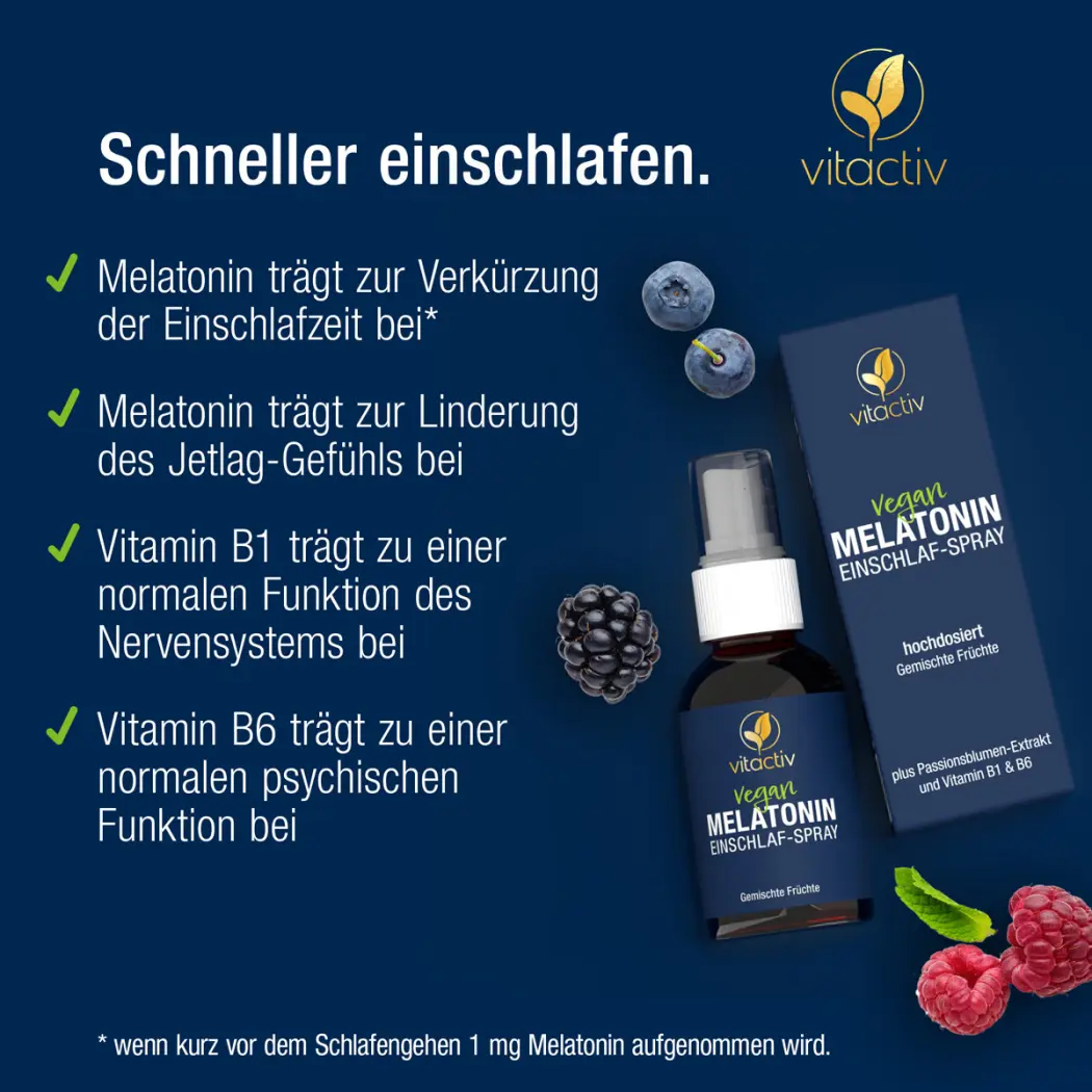 Vitactiv Melatonin Einschlaf-Spray - Gemischte Früchte - 50 ml — Green Future E-Commerce GmbH