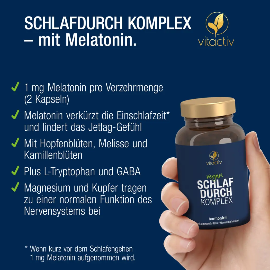 Vitactiv SCHLAFDURCH KOMPLEX – Melatonin Kapseln — Green Future E-Commerce GmbH