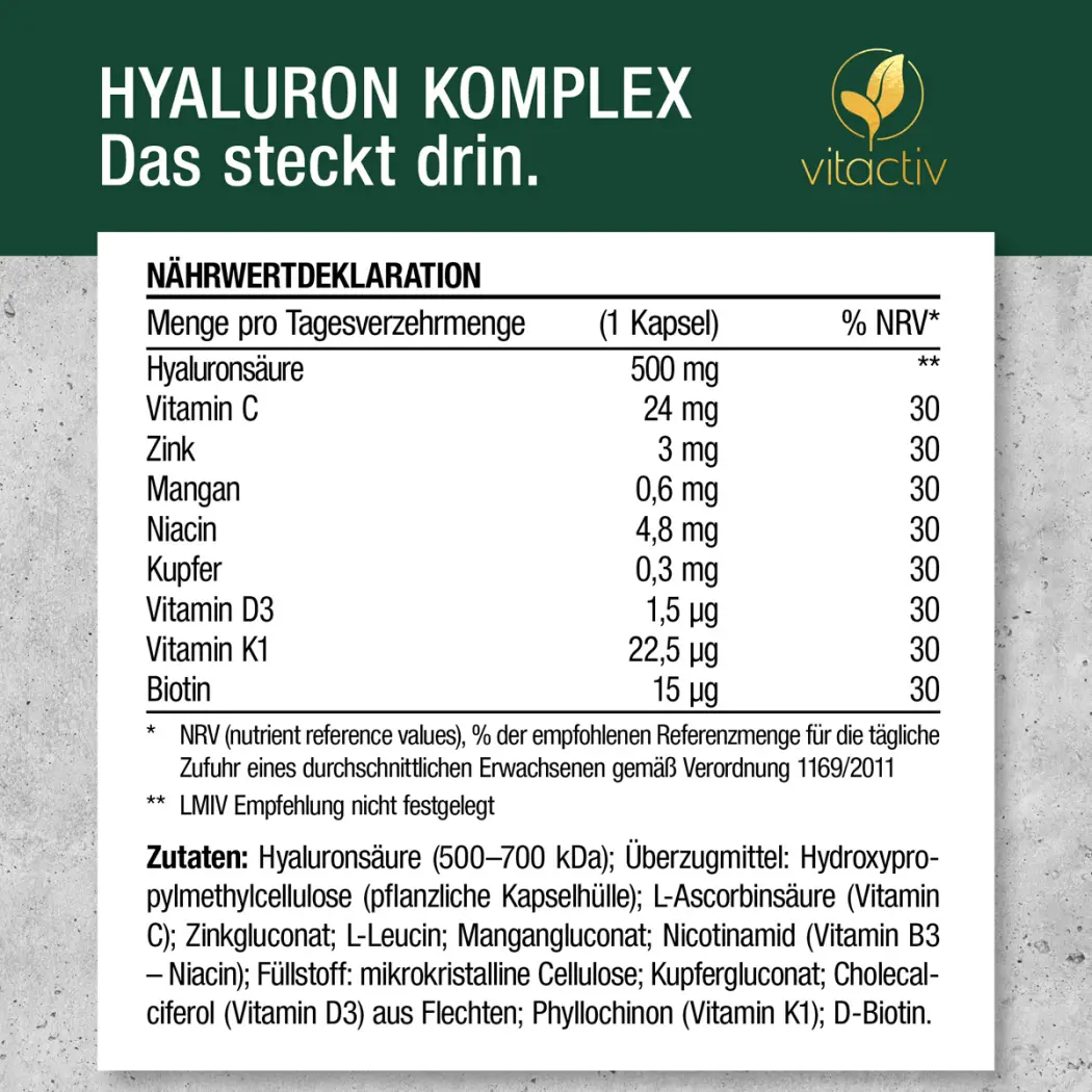 Vitactiv HYALURON KOMPLEX — Green Future E-Commerce GmbH