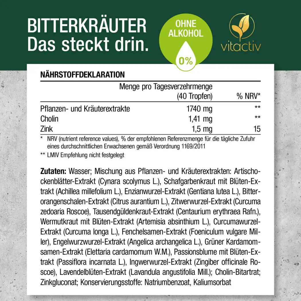 Vitactiv BITTERKRÄUTER – Bitterstoffe Tropfen ohne Alkohol — Green Future E-Commerce GmbH
