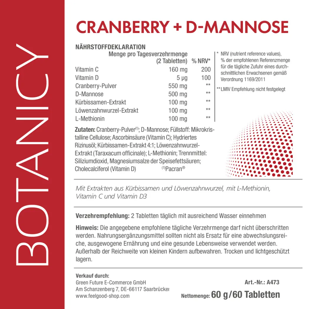 Botanicy CRANBERRY + D-MANNOSE — Green Future E-Commerce GmbH