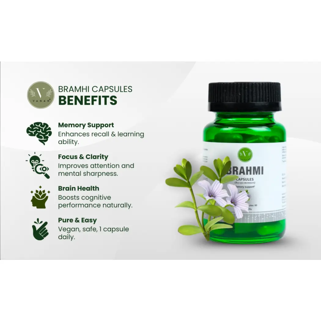 Vanan® Brahmi 200 mg – Extrait de Bacopa monnieri – 60 gélules — Vanan
